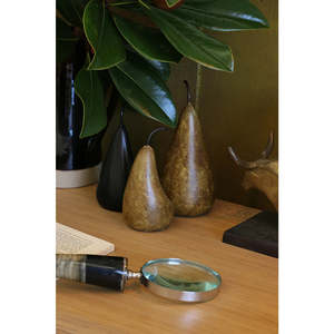 Homewares: Medium Marble Decorative Pear in Black