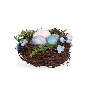 Giftware Extras: Small Nest With Blue And White Eggs