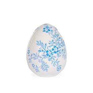 Giftware Extras: White Egg With Blue Floral Pattern