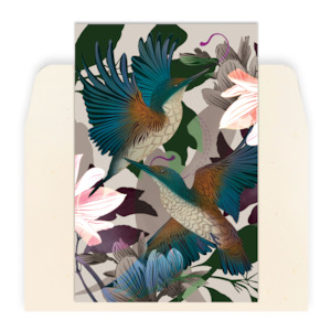 Kingfishers & Floral Greeting Card