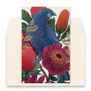 Kōkako & Banksia Greeting Card