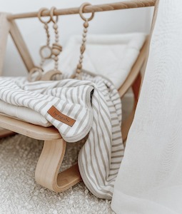 Jersey Cotton Swaddle Wrap - Greige Pinstripe