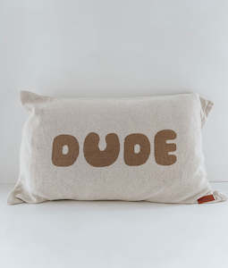 Bengali Collections: JERSEY COTTON PILLOWCASE - DUDE - Natural / Olive