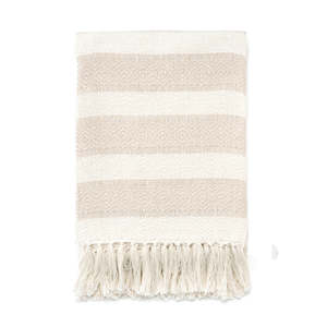 Bovi Home: Striped Cotton Throw White-Taupe