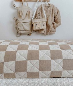 REVERSIBLE QUILT - KHAKI GINGHAM