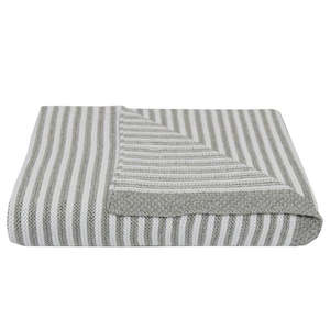 Throws: Knitted Stripe Blanket (Grey/White)
