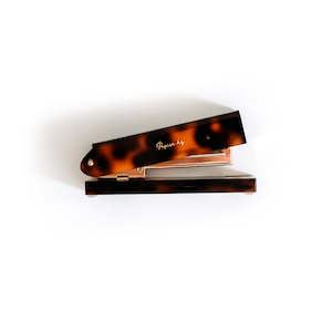 Tortoiseshell Stapler by Papier HQ – Leopard Acrylic Desk Stapler with Gold Interior