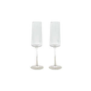 Amalfi Champagne Glasses (Set of 2) by Papier HQ — Fluted Slim-Stem