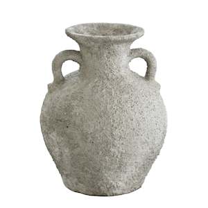 Thira Stone Vase – Aged Grey Textured Ceramic