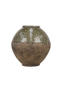 For The Green Finger: Glazed Moon Vase 28cm – Rustic Stoneware Decor for Timeless Styling