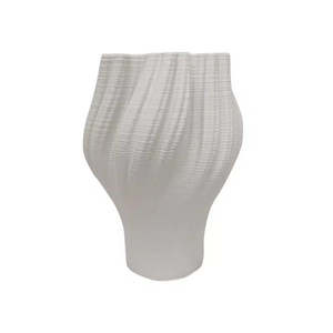 3D Printed Ceramic Vase – White Sculptural Pleated Porcelain Vase