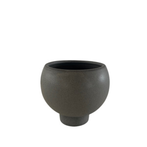Orbit Planter Slate – Curved Stoneware Pot with Reactive Glaze
