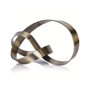 Eclectic Postmodernism: Infinity Loop Life Sculpture – Modern Abstract Metal Décor in Black, Bronze or Gold