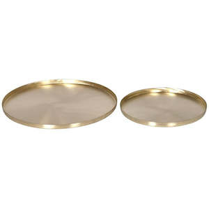 Eclectic Postmodernism: Round Tray Set of 2 - Brass