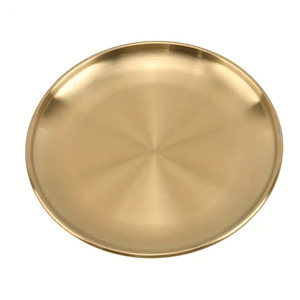Round Stainless Steel Decor Tray – Gold or Silver Finish | 14–26cm Sizes