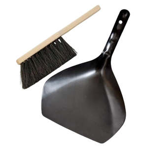 For The Minimalist: Metal Dustpan with Arenga Hand Broom – Beechwood & Fibre