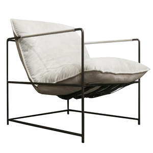 Scout Lounge Chair – Vintage White Leather | Iron Frame