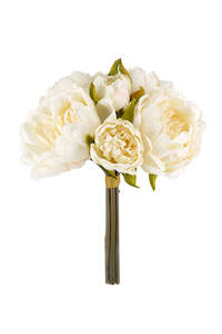 Vintage Peony Bouquet – Cream Faux Flowers (8 Heads, 24cm)