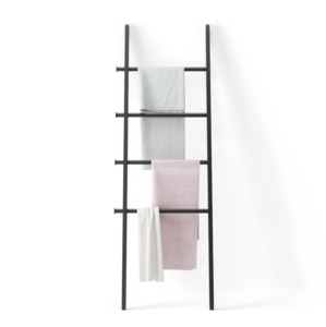 For The Girls: Umbra Leana Decorative Ladder – Black Metal & Wood Blanket Rack