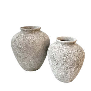 Nerina Stone Vase – Sage Textured Vessel, Small & Large
