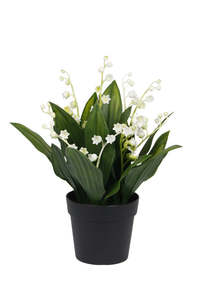 Lily of the Valley UVR Faux Potted Plant White 25cm