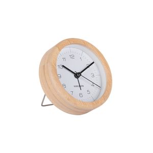 Neat Round Bamboo Alarm Clock from Karlsson - White 10cm