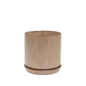 Oslo Planter Espresso, Stoneware Pot with Saucer - Various Sizes