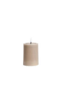 Flameless LED Wax Pillar Candle in Greige