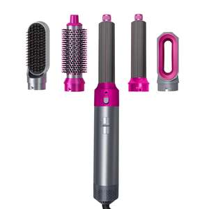 Hair Accessories: Multifunctional 5-in-1 Hot Air Comb Multi-head Automatic Hair Curler Blowing Comb Straightening Comb Hair Dryer Curling Iron