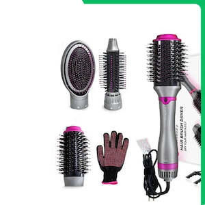 Hair Accessories: 1200W Hair Dryer Hot Air Brush Styler Replaceable Head Straightener Curler Comb Roller One Step Electric Ion Blow Dryer Brush
