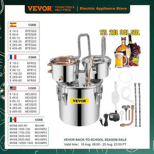Kitchen Appliance: VEVOR 12L 20L 30L 50L Alcohol Brewing Distiller DIY Moonshine Apparatus Stainless Steel Still Whisky Beer Brandy Home Appliance