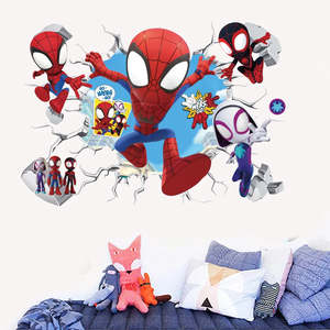 Home Accessories: Cute mini Spiderman Super Heroes Wall Stickers For Kids Room Decoration Home Bedroom PVC Decor Cartoon Movie Mural Art Decals