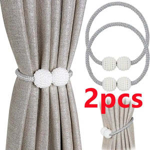 Home Accessories: 2/4PCS Pearl Magnetic Curtain Clip Curtain Holders Tie Back Buckle Clips Hanging Ball Buckle Tie Back Curtain Decor Accessories