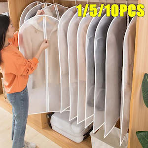 Clothes Dust Cover: 1-10PCS Clothes Dust Cover Transparent Thickened Washable Dust Bag PEVA Household Dust Cover Coat Suit Cover Hanging Clothes Bag