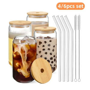 550ml/400ml Glass Cup With Lid and Straw Transparent Bubble Tea Cup Juice Glass &hellip;