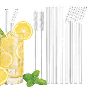 Kitchen Accessories: 20cm Glass Smoothie Straw, Reusable Clear Drinking Straws for Smoothie Milkshakes Environmentally Friendly Drinkware Straw