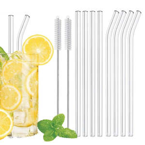 Kitchen Accessories: 20cm Glass Smoothie Straw, Reusable Clear Drinking Straws for Smoothie Milkshakes Environmentally Friendly Drinkware Straw