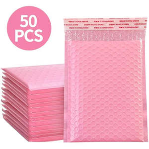 Laundry Bags: 50/25pcs Bubble Mailers Pink Poly Bubble Mailer Self Seal Padded Envelopes Gift Bags Black/blue packaging for small businesses