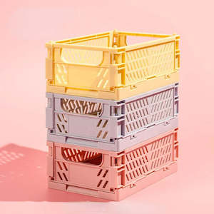 Plastic Foldable Storage Crate Folding Box Basket Stackable Cute Makeup Jeweller&hellip;