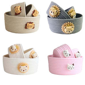 Laundry Bags: Cartoon Animals Hand Woven Storage Basket Kids Toys Desktop Organizer Sundries Storage Box Laundry Baskets storage box