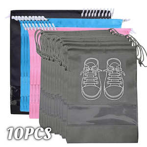 Laundry Bags: 10/5pcs Shoes Storage Organizer Bags Non-woven Travel Portable Closet Bag Waterproof Pocket Clothing Tranparent Hanging Bag