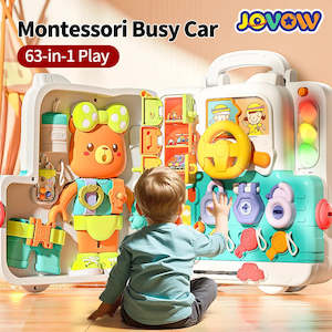 Kids Toy: Jovow Busy Board Montessori Sensory Toys for Toddlers Refined Puzzle House Light Music Car Travel Activities Early Education Toy