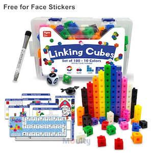Kids Toy: Moulty Linking Math Cubes Set of 100 Counting Number Blocks STEM Counting Toys Snap Linking Cube Math Counters for Kids Learning