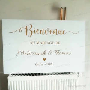 Decoration Accessories: Mariage Wedding Welcome Sign Vinyl Stickers Custom Texts Wedding Birthday Parties Decals Unique Wedding Mirror Sticker Mural Art
