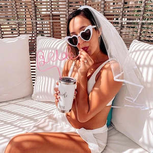 3Pcs Wedding Bride Veil Straw Glasses Set Bride To Be Decorations Bachelorette H&hellip;