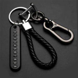 Tech Accessories: Anti-lost Car Keychain Phone Number Card Keyring Leather Bradied Rope Auto Vehicle Key Chain Holder Accessories Gift for Husband