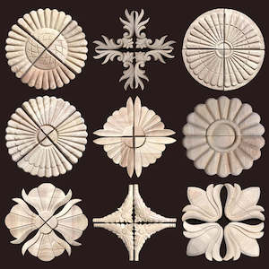 Home Decor 1: Small Round Wood Carving Applique Wood Figurines Mouldings Decal Home Decor Items Wood Decoration for Furniture Flower Crafting