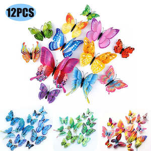 Home Decor 1: 12pcs 3D Double Layer Butterflies Wall Stickers Living Room Decor Wedding Kids Room Decoration DIY Wall Art Magnet Stickers