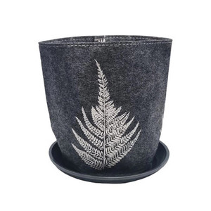 Ecofelt Growbag - Silver Ferns 2, White on Grey