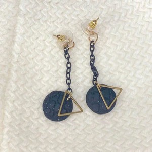 Products: Black and Gold Triangle Drop Earrings